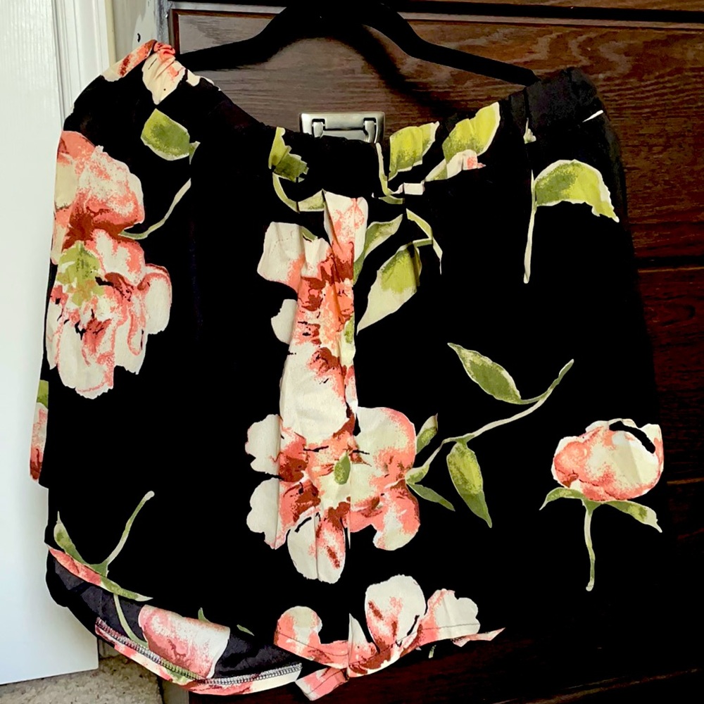 Pink floral shorts